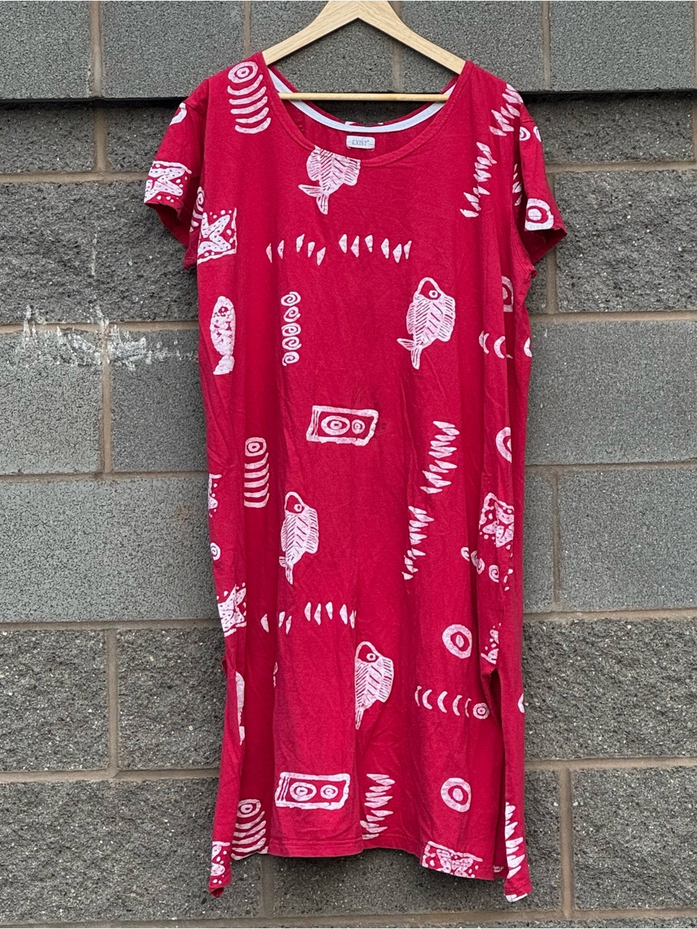 Women’s Vintage 90’s Exist Red Fish Abstract Dress 2XL
